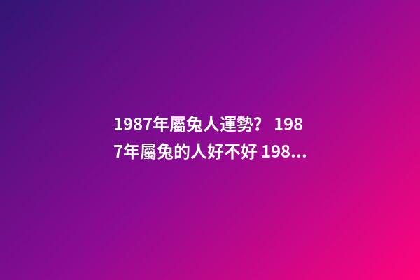 1987年屬兔人運勢？ 1987年屬兔的人好不好 1987年屬兔的人運勢好不好-第1張-觀點-玄機(jī)派